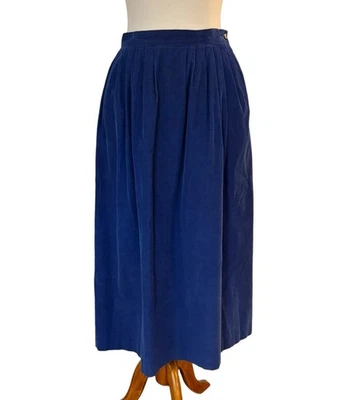 Falda midi plisada de pana azul real Bryn Connelly de colección Cottagecore talla 8 Foto 1 de 4