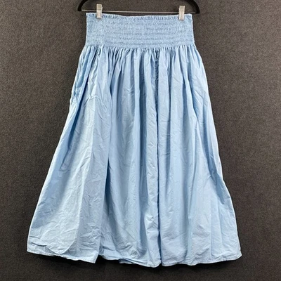COS Womens Medium Smocked Panelled Midi Skirt Light Blue Pleated Pockets Casual - Image 1 of 4