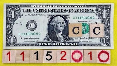 November ￼15 2010 Birthday Date Note 11152010 Fancy Serial Number $1 Dollar Bill - Image 1 of 4