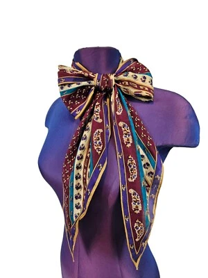 Cinturón diadema bufanda vintage Liz Claiborne geométrica puntiaguda seda Ascot G39 Foto 1 de 4