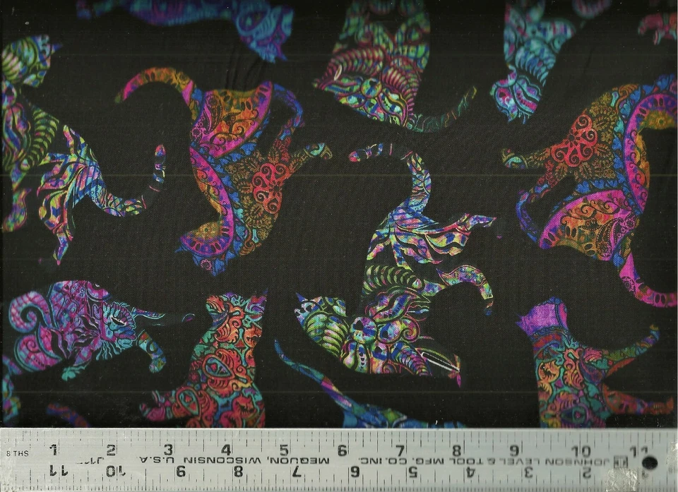 Quilting Treasures ~ Colorful Design Cats Black ~ 100% Cotton Quilt Fabric BTY - Image 1 of 1