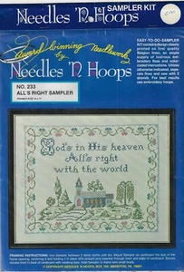 Needles N Hoops ~All's Right Sampler No. 233~ Stamped cross stitch Kit - Picture 1 of 2