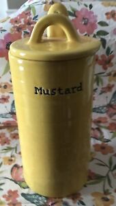 Pottery Barn BBQ Embossed Mustard Condiment Tall Jar, Lid  & SPOON Replacement
