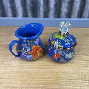 MacKenzie set ciotola da zucchero e crema mercato dei fiori lapislazzolino smalto blu MacKenzie nuovo - Foto 1 di 8