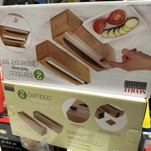 New Seville Classics Bamboo Food Wrap & Foil Dispenser 2-piece Set- 1 Package - Picture 1 of 1