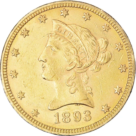 [#845577] Coin, United States, Coronet Head, $10, Eagle, 1893, U.S. Mint, Philad Cover