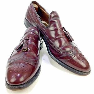Zapatos Mocasines Allen Edmonds Para Hombre Berwick Borgoña Punta de Ala Larga Borla Talla 12 - Imagen 1 de 11