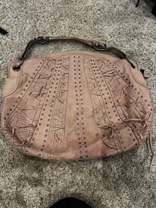 HYPE Pale Pink Studs Leather Large Handbag/Hobo EUC - Picture 1 of 16