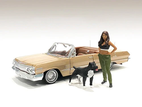 "lowriderz" Figurine IV & a Dog for 1/18 Scale Models by American Diorama 76276