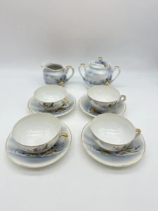 Juego de té japonés Kutani pintado a mano 10 piezas muy fino China 1950 - Imagen 1 de 20