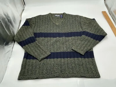 Structure Sweater Men's XL Green V-Neck 100% Lambswool Knit Long Sleeve Y2K  e - Image 1 of 4