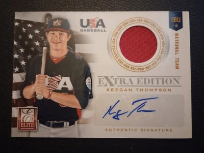 2012 Donruss Elite Extra Edition USA Baseball Keegan Thompson RELIC Cubs 136/249 - Image 1 of 2