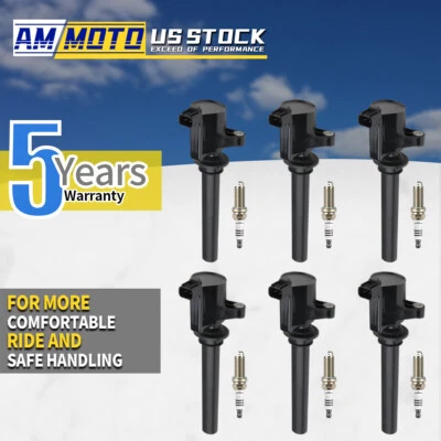 Heavy Duty 6X Ignition Coil & 6X Spark Plug For Ford Mazda Tribute 3.0L FD502 - Image 1 of 4