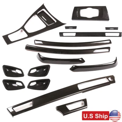 Juegos de molduras de panel de consola central interior de fibra de carbono ABS para BMW 3 E90 2005-12 Foto 1 de 4