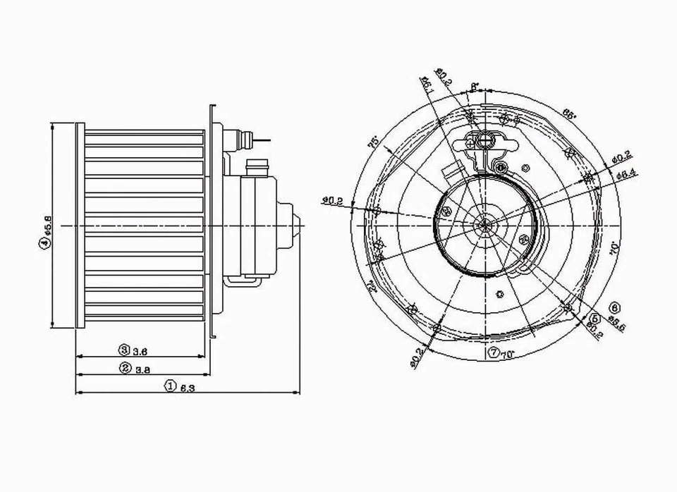 TYC 700091 吹风机电机前置 78-99 通用 — 第 1/1 张图片