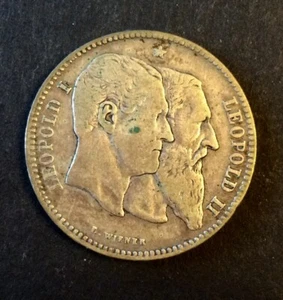Belgique - Léopold II - Rare et Joli 2 Francs 1880 - Cinquantenaire Belgique (2) - Picture 1 of 2