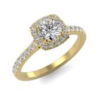 14k Yellow Gold Engagement Ring 0.70ct Round Natural Diamond SI1 F Halo 3.31gr