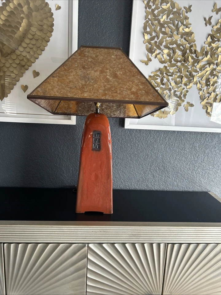 Beautiful Russet Lamp With Mica Shade 30” H￼ Free Shipping - Image 1 of 4