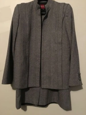 Sasson Talla 10 Gris Tweed 2 Piezas Falda Traje Mezcla Lana Negro Borde Mujeres Formal Foto 1 de 4