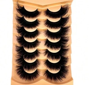 Fluffy Mink Lashes 22mm 7 Pairs 8D Long Thick Volume Fake Eyelashes - Picture 1 of 5