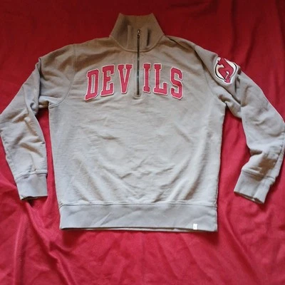 Suéter New Jersey Devils Gris Para Hombre Talla Grande Marca 47 Bordado Cremallera NHL Foto 1 de 4