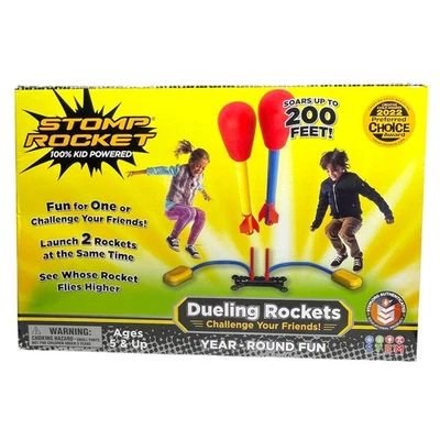 Juego de lanzamiento de cohetes de duelo Stomp Rocket nuevo sin usar caja dañada niños al aire libre Foto 1 de 4
