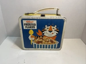 Vintage  Kellogg's Cereal Frosted Flakes & Rice Crispy Metal Lunchbox 908 - Picture 1 of 8