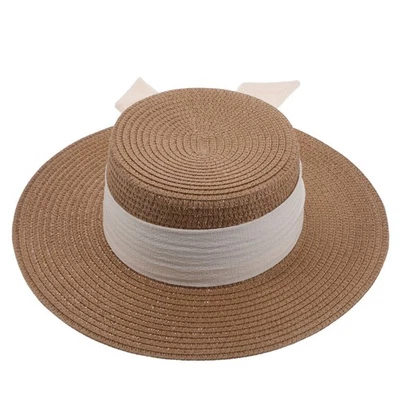  Cappello estivo di paglia da donna: cappello da spiaggia con protezione UV - - Immagine 1 di 4