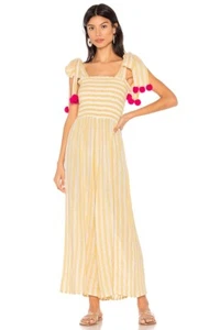 Sundress Pippa Jumpsuit Portofino Lemon Stripes Pom-Pom Tie Straps Wide Leg XS - Picture 1 of 16