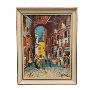 OBRAZ OLEJNY Scena uliczna w Rzymie Nieznany impresjonista 40x30cm Bazylika św. Piotra Olej/Lwd - Zdjęcie 1 z 13