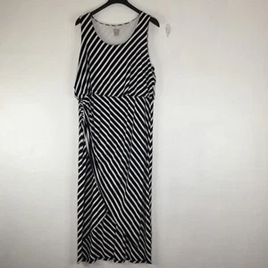 Chico's Maxi Dress Women 20/22 Black White Striped Sleeveless Pullover FLAWED - Picture 1 of 17