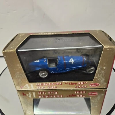 Vintage NEW IN BOX Brumm Series 1:43 R41 Bugatti Tipo 59 Grand Prix 1933 #4 Blue - Image 1 of 4