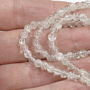200-Pack 4mm Clear Round Glass Crackle Beads, Small Bead Pack for DIY Jewelry - Picture 1 of 5
