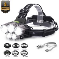 350000LM 5X XML T6 LED Headlamp Rechargeable Head Light Flashlight Torch Lamp