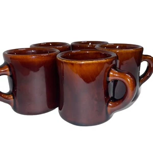 VTG H.F. Coors Chefsware Set of 5 Brown Mugs Cups Restaurant Ware - Picture 1 of 12