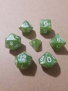 Polyhedral Gaming 7Pc Dice Set Lime Green Swirl; DnD, Roleplaying, FREE SHIPPING - Picture 1 of 2