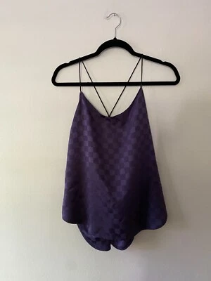 Camisola sedosa a cuadros púrpura grande de colección y2k Victoria's Secret Fairy Grunge Foto 1 de 4