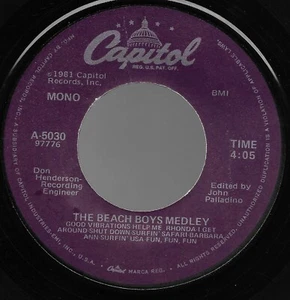 Beach Boys Medley, God Only Knows * by Beach Boys (7", 1981, Capitol) Played VG+ - Picture 1 of 2