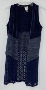 Belle Du Jour Girl’s Navy Blue Sleeveless Duster Size Medium - Picture 1 of 6