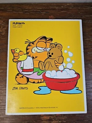Rompecabezas de madera para niños pequeños Playskool Garfield Pooky's Bath 250-6 1978 vintage  Foto 1 de 4