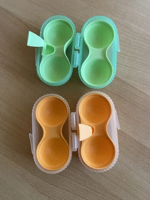 2 Stück Tupperware Eierbox ZweiDabei, Ei & Go mit Salzsteuer grün und orange - Bild 1 von 4
