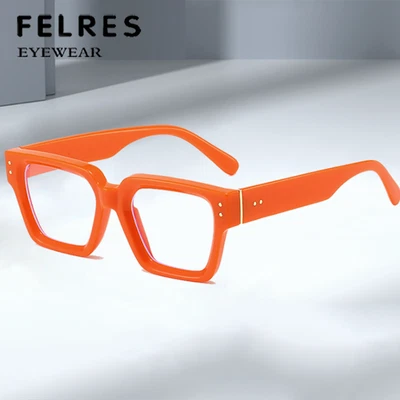 Mujeres Cuadrado Marco Naranja Anteojos Anti Luz Azul Moda Anteojos Anteojos Foto 1 de 4