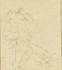 Antique Pencil Original Drawing attributed Cornélis TROOST Man Drinking - Picture 1 of 8
