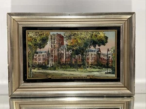VTG. Reverse Painting on Glass of University of Michigan - Picture 1 of 12