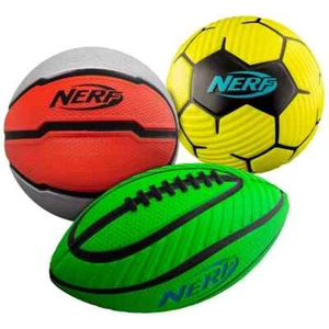 mini foam sports ball set with (1) football, (1) soccer ball, and (1) basketball - Picture 1 of 9
