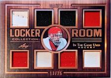 🔥#/25 DOMINIK HASEK 8 RELICS 2019-20 Leaf In the Game Used ITG LOCKER ROOM GOLD