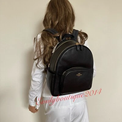 Mochila Coach 5666 Court nueva con etiquetas en cuero granulado negra bolsa mediana con cremallera Foto 1 de 4
