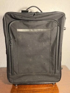 Hartmann 24.5" Black Nylon Wheeled Rolling Suitcase / Luggage / Bag Luggage Tag - Picture 1 of 10