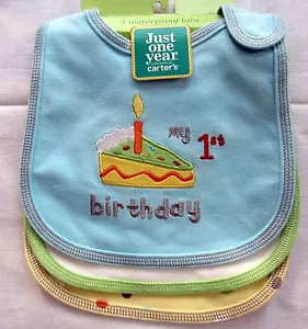 NUEVO JOY CARTER'S Juego de 3 PRIMEROS PUNTOS DE FIESTA DE CUMPLEAÑOS Regate Impermeable BABS - Imagen 1 de 5
