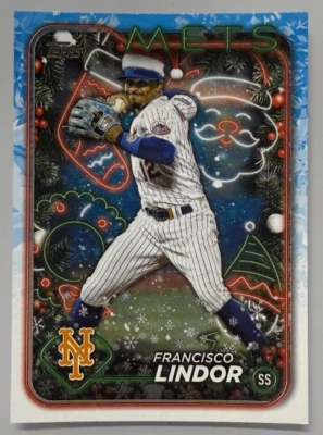 2024 Topps Holiday Mega Box Francisco Lindor Santa Hat SP #H36 - Image 1 of 2